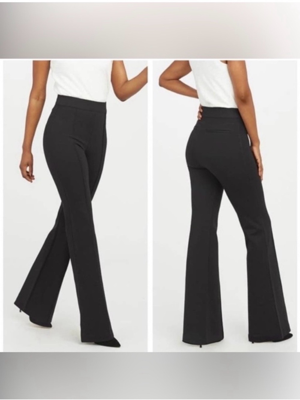 Spanx The Perfect Pant Hi-Rise Flare Black Size Medium Stretchy Pull On